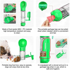 Portable Cat Dog Water Bottle Food Feeder Drinker Poop Dispenser 3 In 1